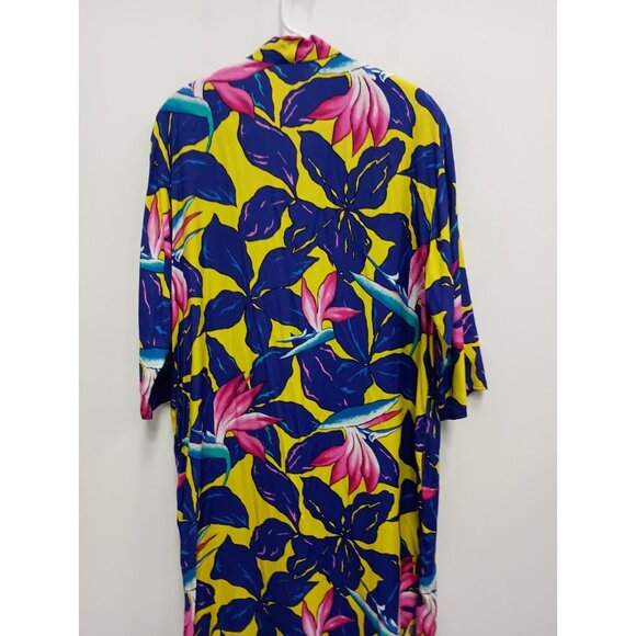 VTG 80s Paula Saker Dress Womens Size 14 Floral Colorful Tropical Midi - Picture 10 of 10